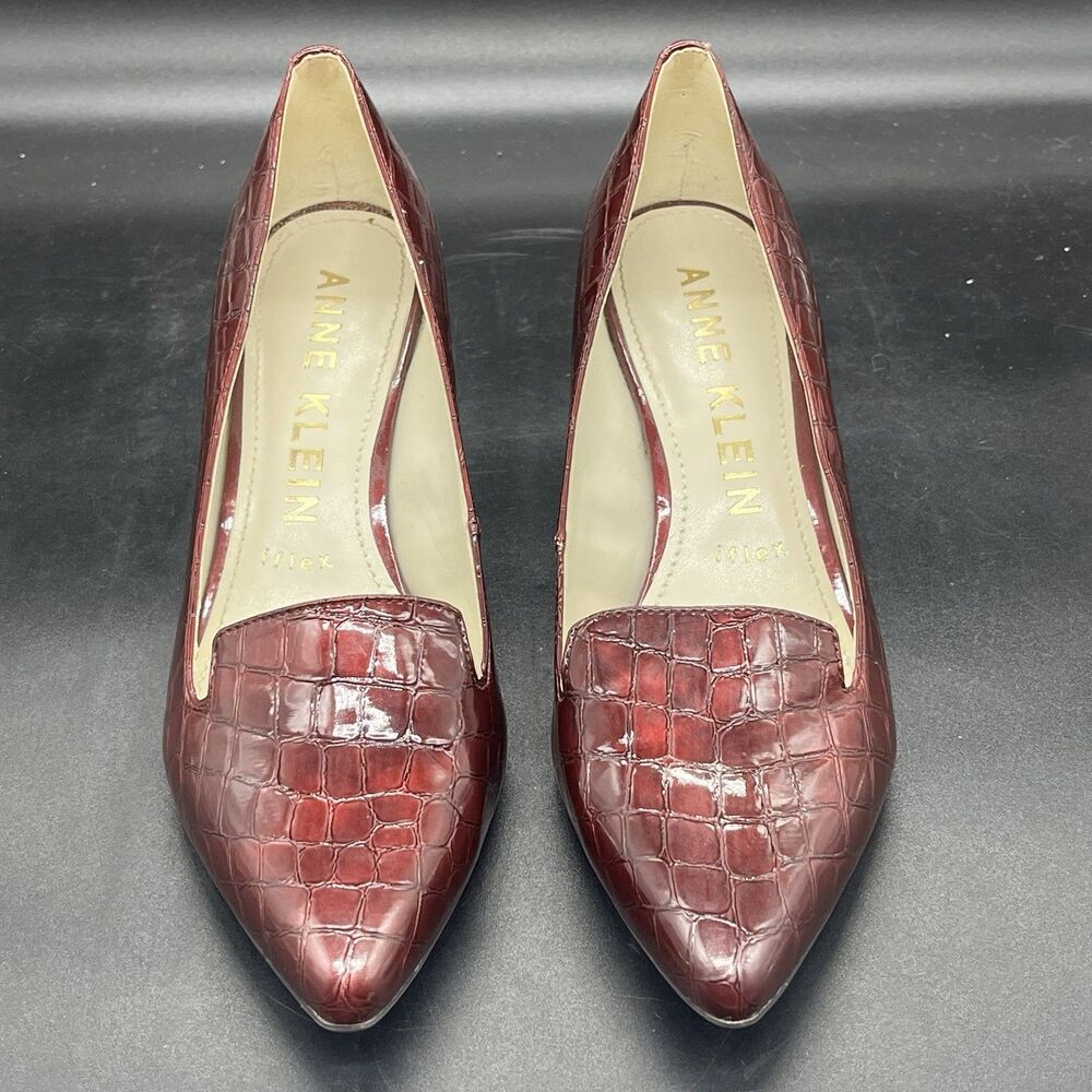 Anne Klein red Felice Iflex Pumps Women Size 7.5M Kitten Patent Leather Heels - Picture 3 of 7